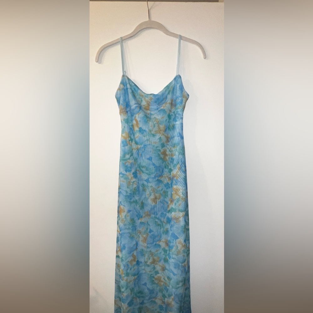 Zara Blue Maxi Dress Pleated